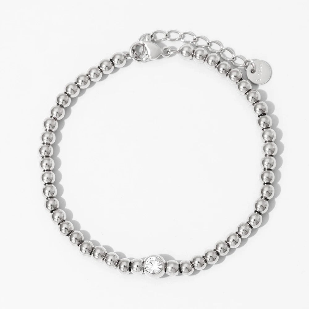 Isabella Kristallkugel-Armband - Verstellbares Edelstahlarmband mit funkelndem Kristall
