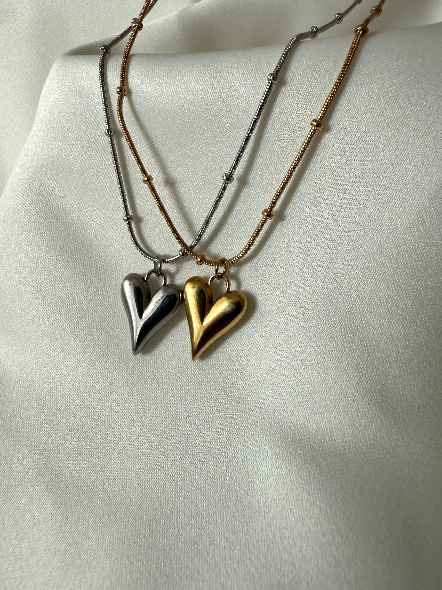 Amour - 18K Gold Plated Puffed Heart Necklace