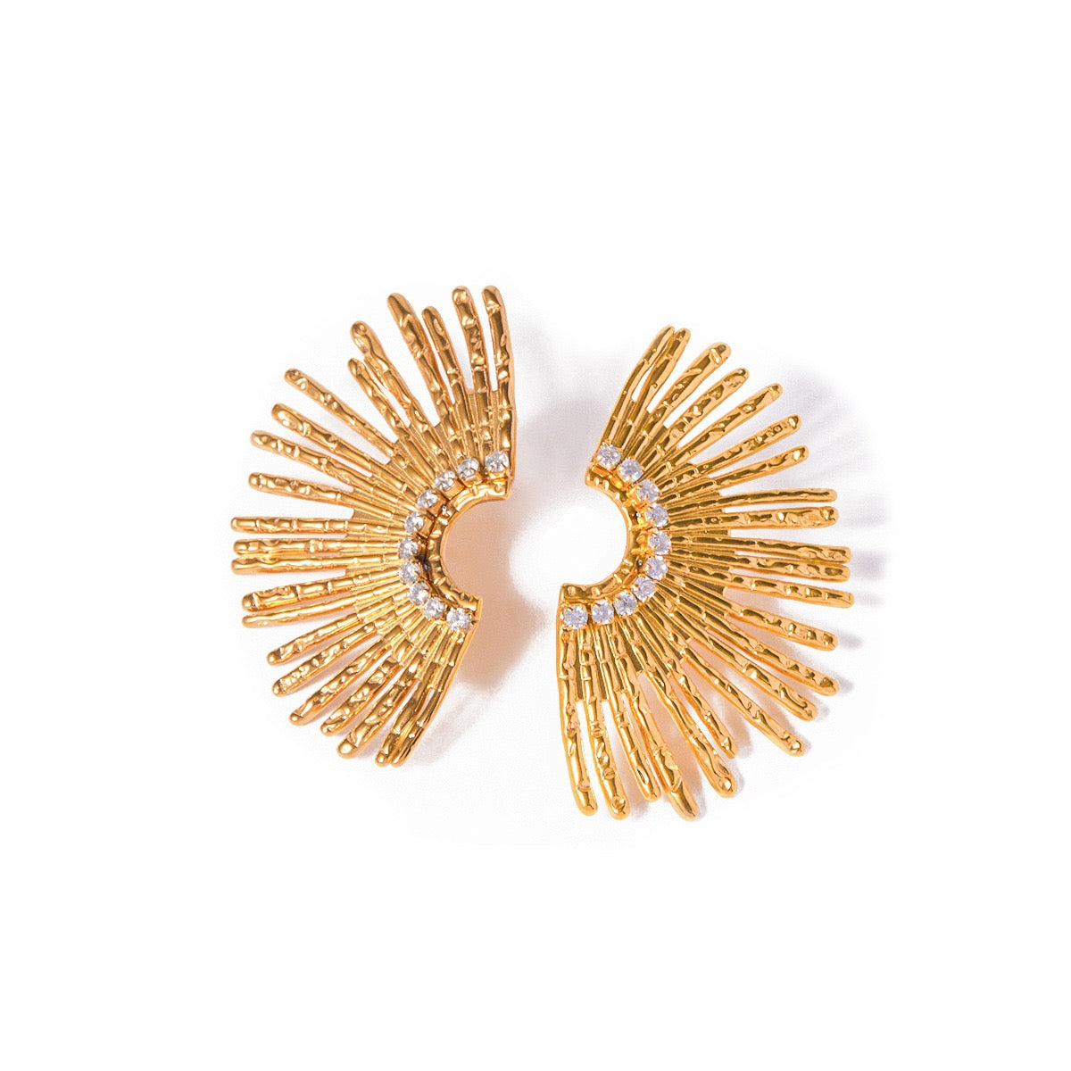 Amira Sonnenstrahl Ohrringe - 18K Vergoldet, Edelstahl, Kühn & Elegant