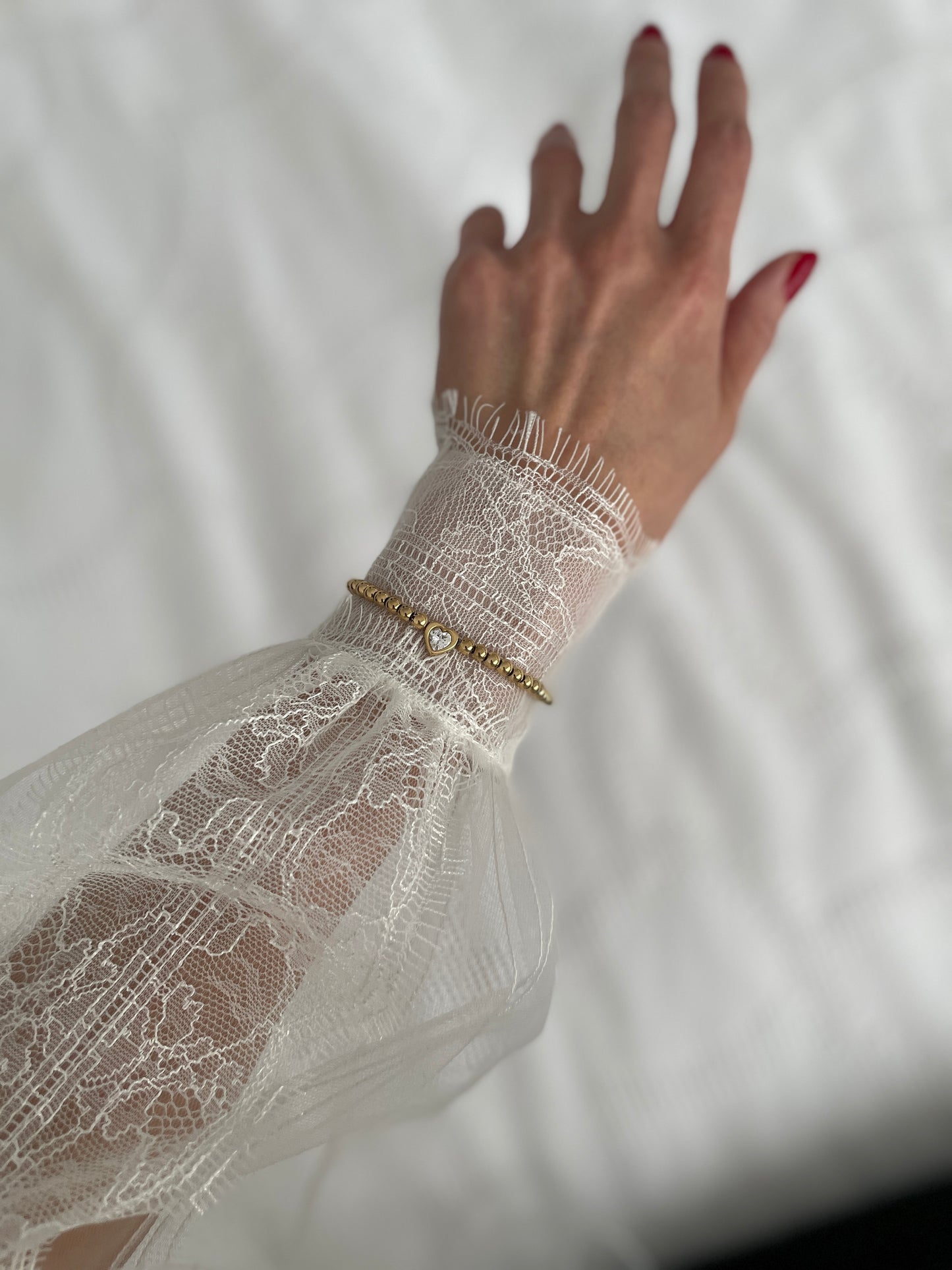 Lola Goldperlen-Herzarmband - 18K Vergoldeter Edelstahl