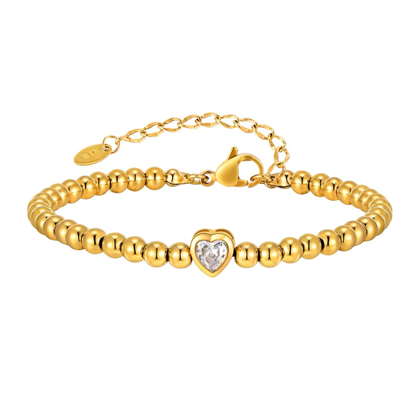 Lola Goldperlen-Herzarmband - 18K Vergoldeter Edelstahl