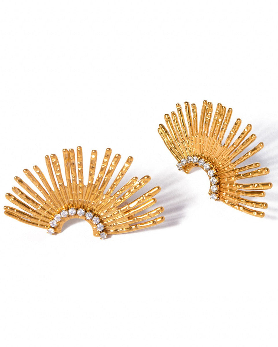 Amira Sonnenstrahl Ohrringe - 18K Vergoldet, Edelstahl, Kühn & Elegant