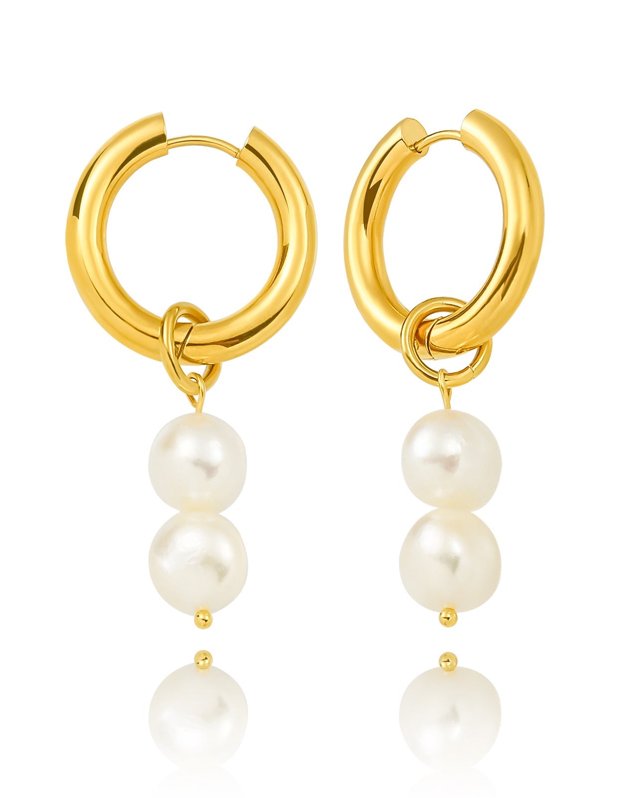 Pearls dangle hoop earrings