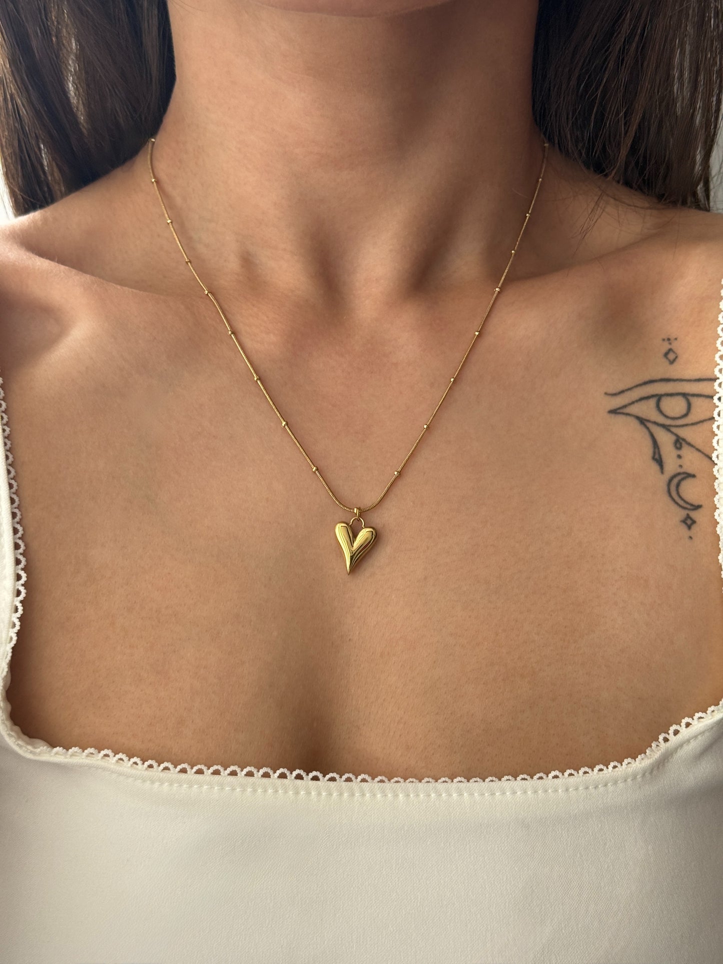 Amour - 18K Gold Plated Puffed Heart Necklace