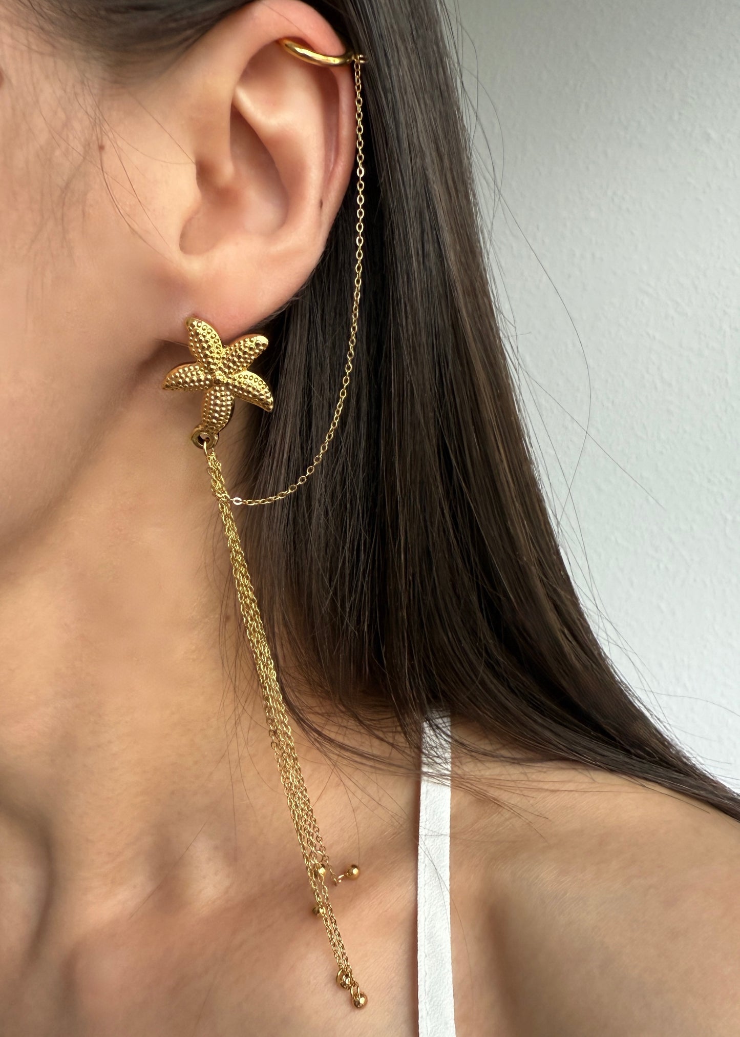 Elara Seestern Ketten-Ohrklemme - Edelstahl mit Clip