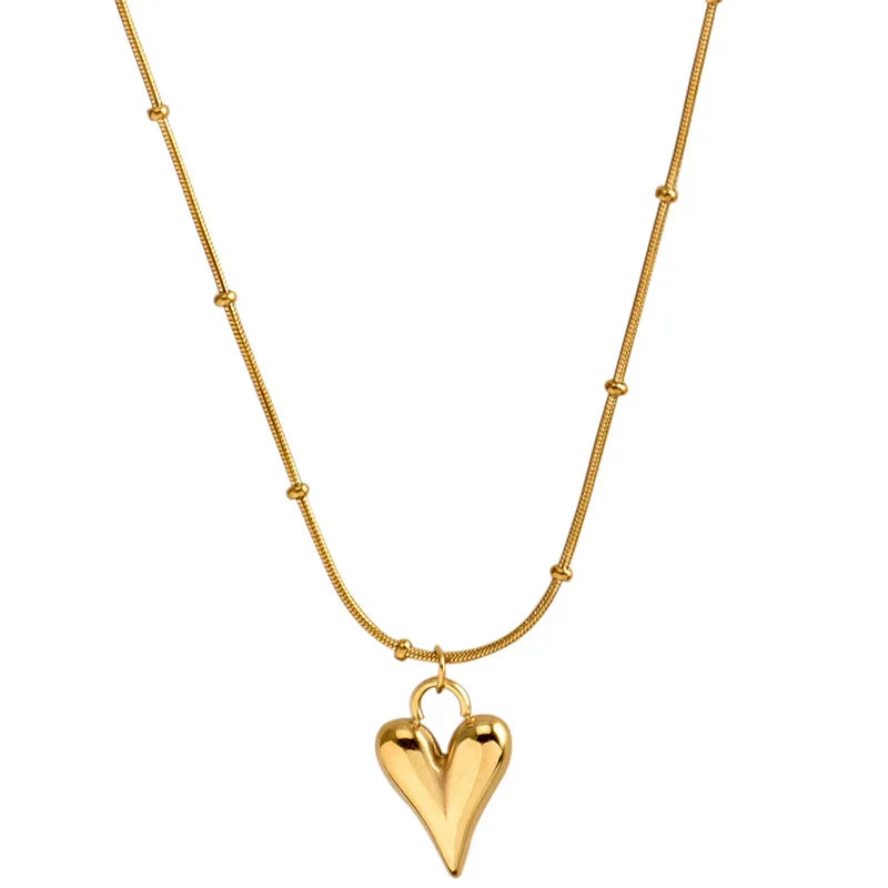 Amour - 18K Gold Plated Puffed Heart Necklace