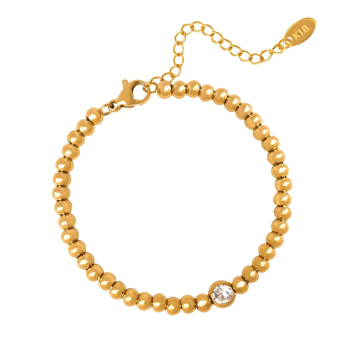 Isabella Kristallkugel-Armband - Verstellbares Edelstahlarmband mit funkelndem Kristall