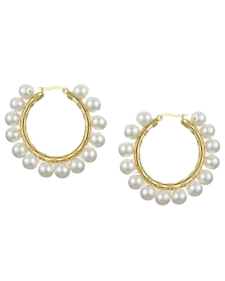 pearls hoop earrings