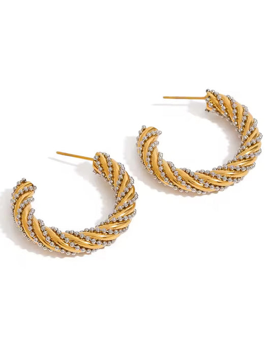 Maria Twisted Hoop Earrings Gold and Silver Stainless Steel