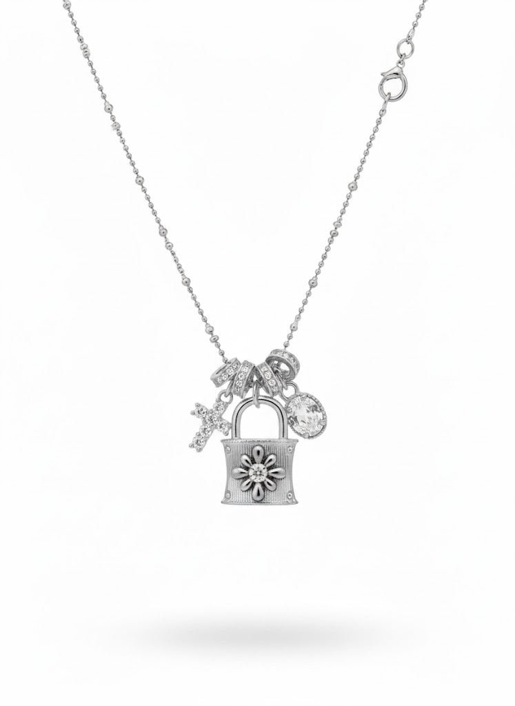 Vorhängeschloss Multi-Charm Layering Kette, Zarte Goldene Schloss-Kette, Minimalistischer Geschenke-Tipp für Frauen