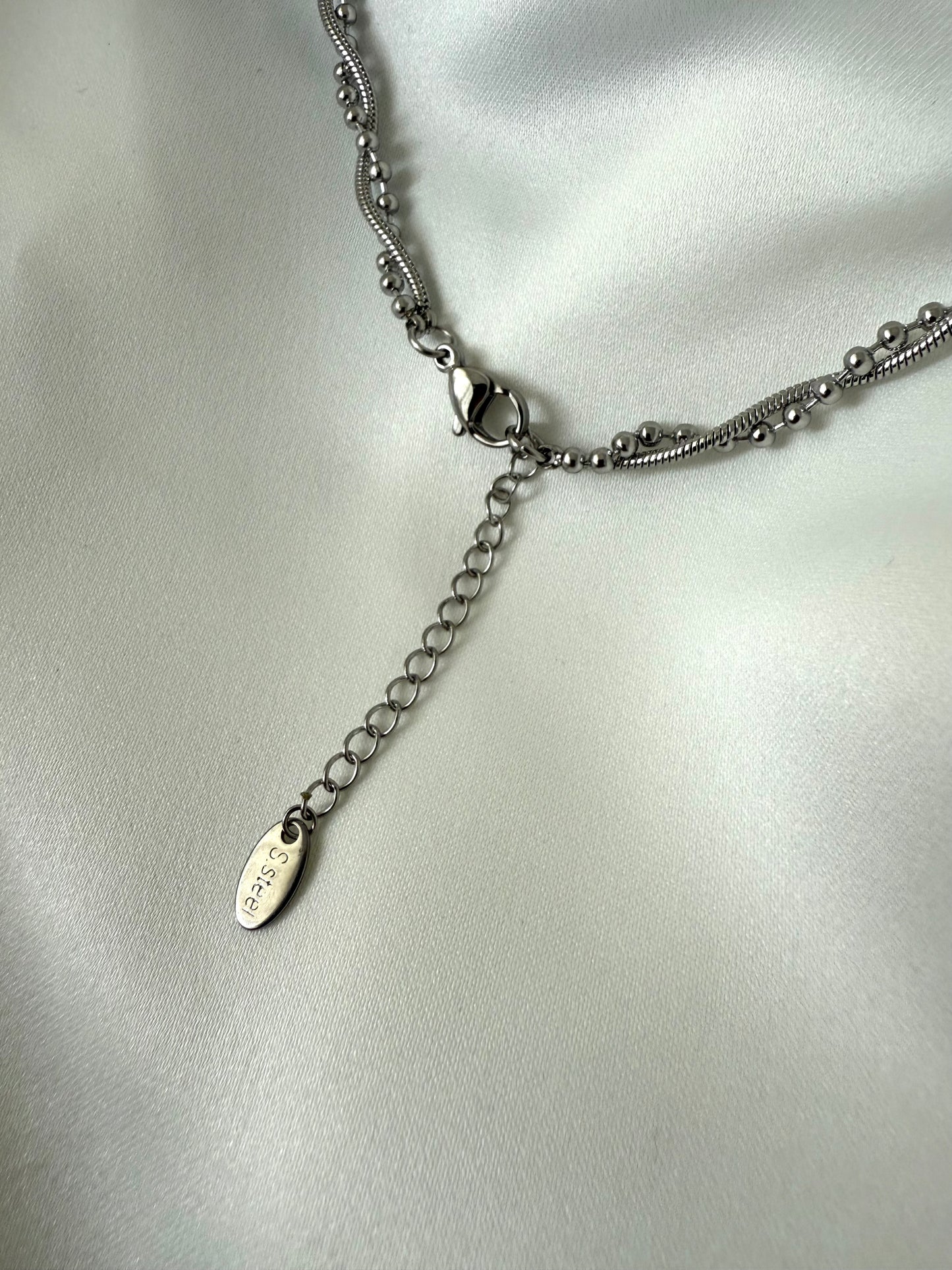 Ayla Gold Twisted Beaded Chain Necklace | Polished Stainless Steel Dainty and Elegant
