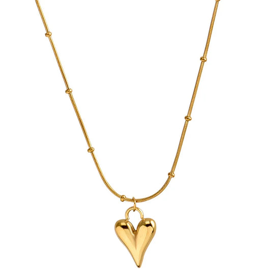 Amour - 18K Gold Plated Puffed Heart Necklace 